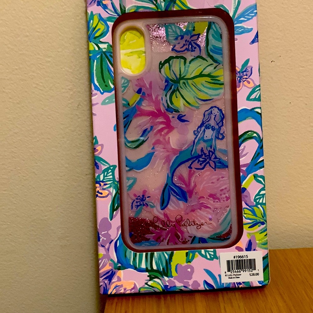 Lilly Pulitzer Glitter iPhone Case fits X/XS. “Mermaid in the Shade.”